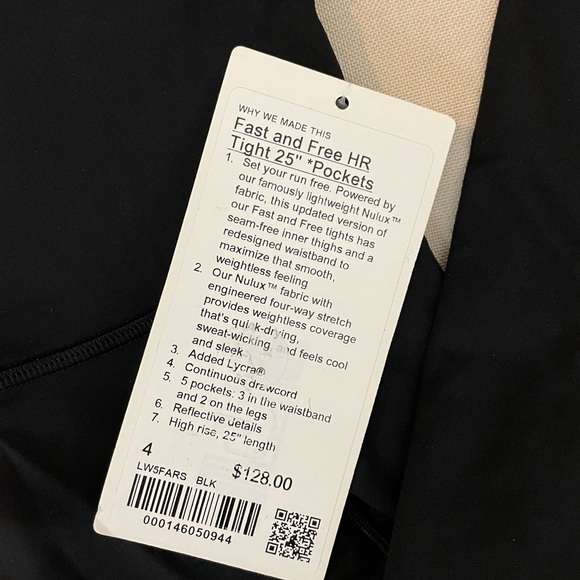NWT Lululemon Fast and Free HR Tight 25” With Pockets in Black Size 4 - Picture 11 of 12